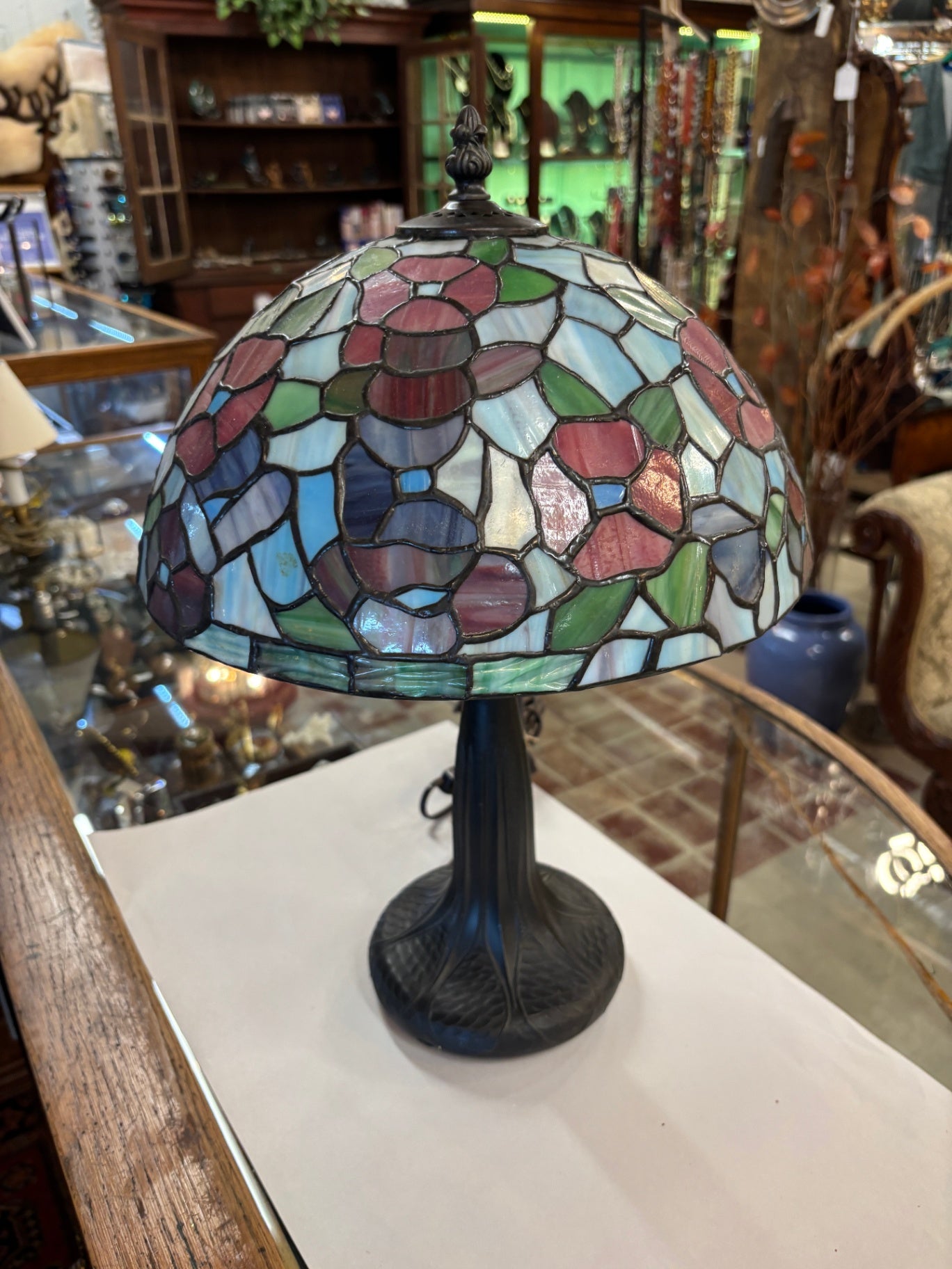 Tiffany Style Table Lamp Stained Glass  Flower 