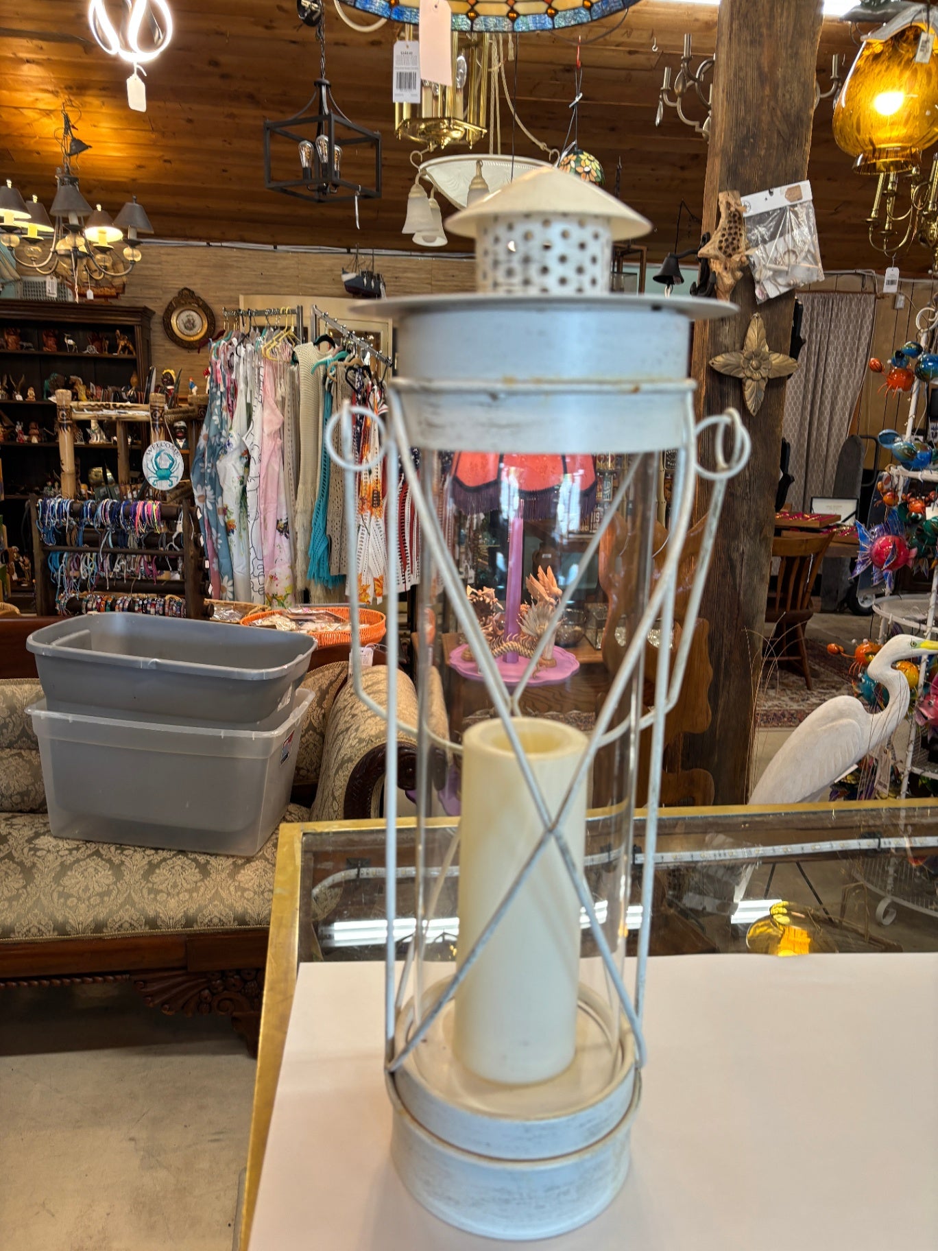  23" Metal Round Lantern for Candle