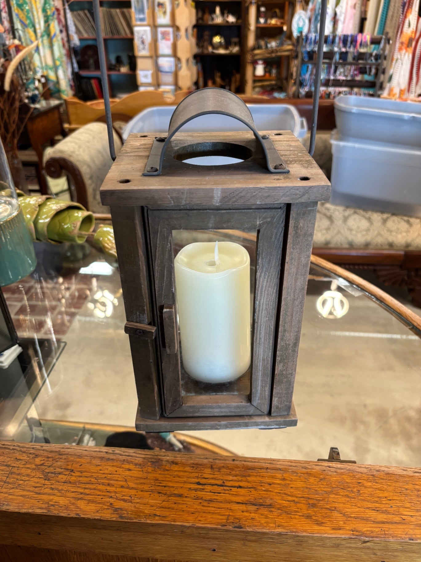 Lodge Wooden Candle Lantern Rustic Style Candleholder 