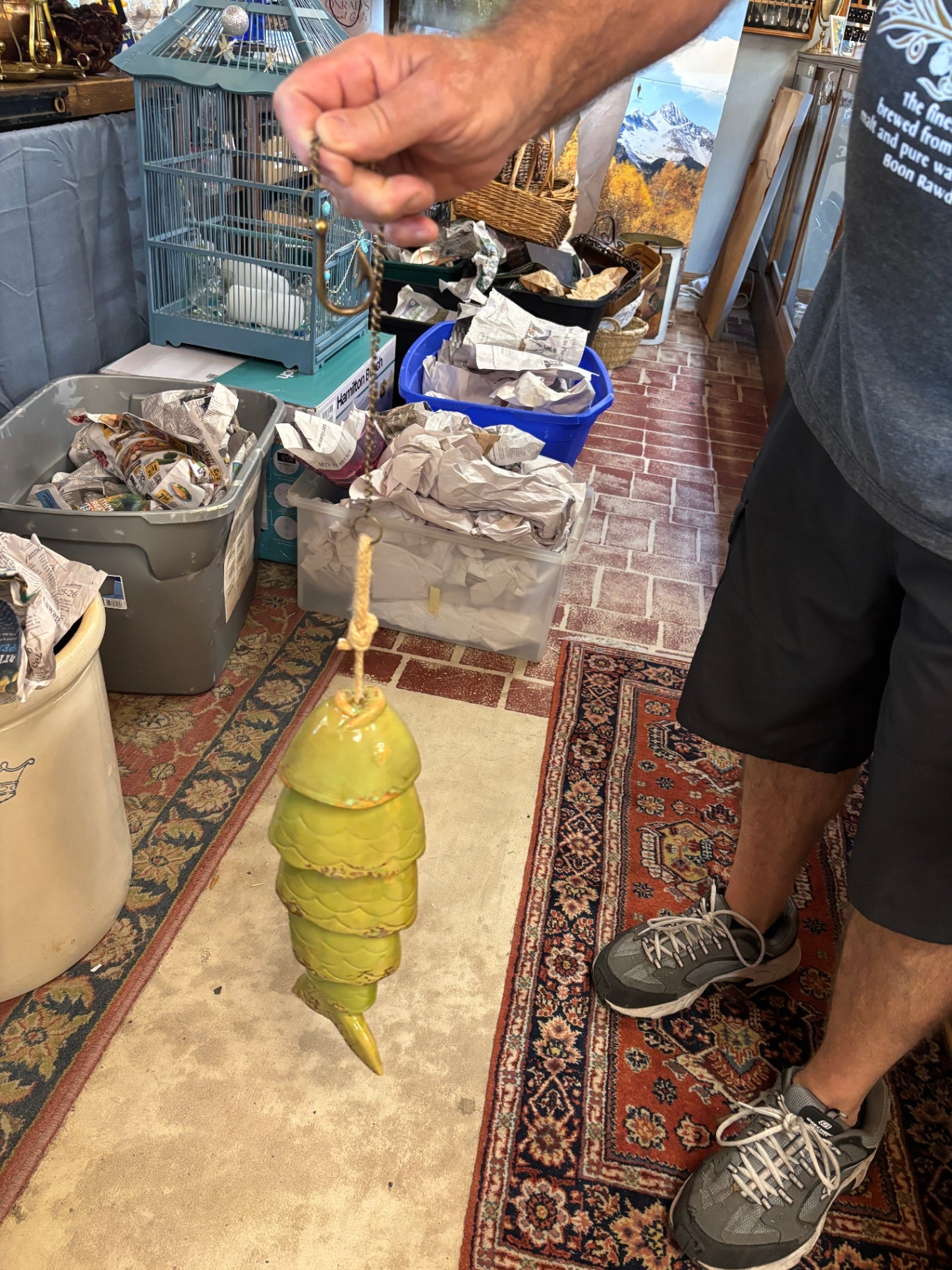 Green Ceramic Koi Fish Wind Chime