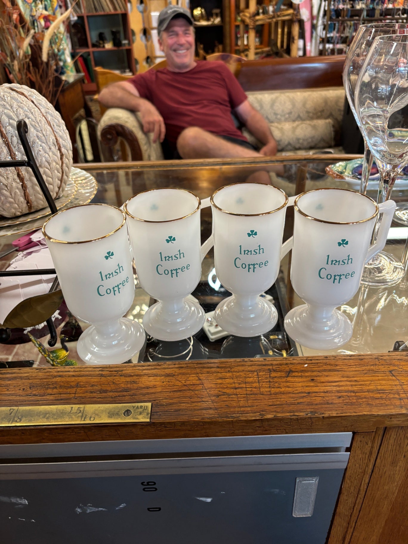 Vintage Milk Glass Irish Coffee Mugs - Set of 4
