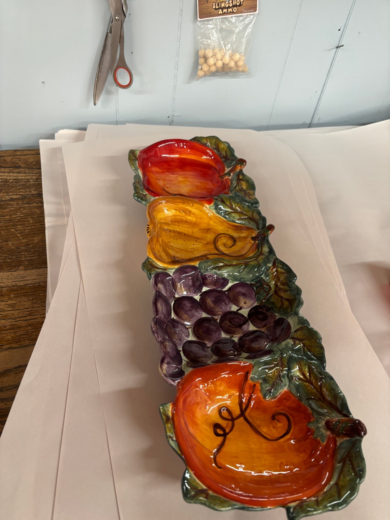 Tabletops Unlimited 4 Compartment Tray VENETIAN Ceramica Hand Painted 3D Fruit