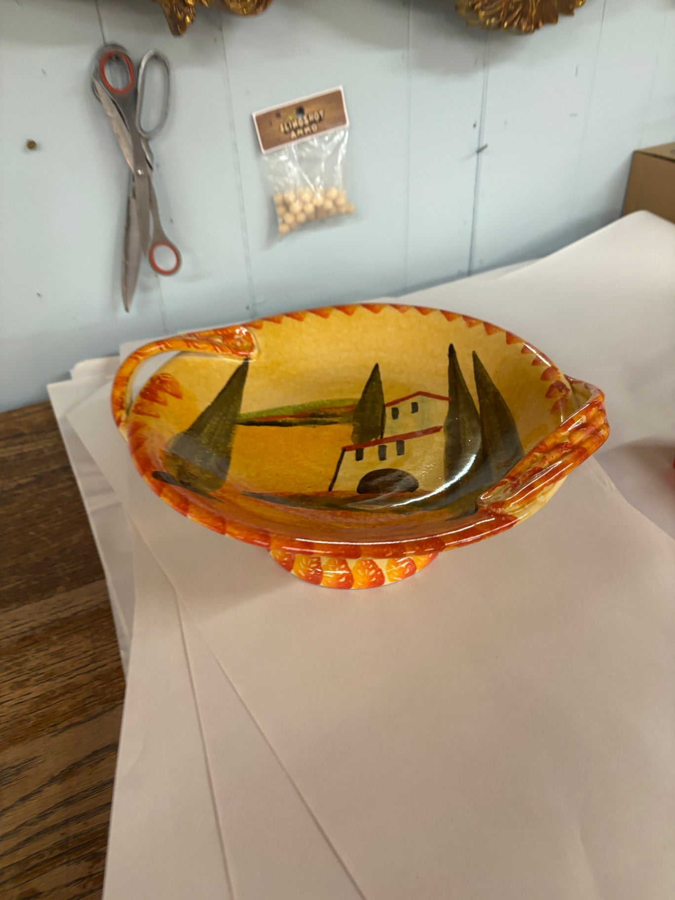 Italica ARS Serving Bowl Italian Pottery Tuscan Village Hand Painted Beautiful