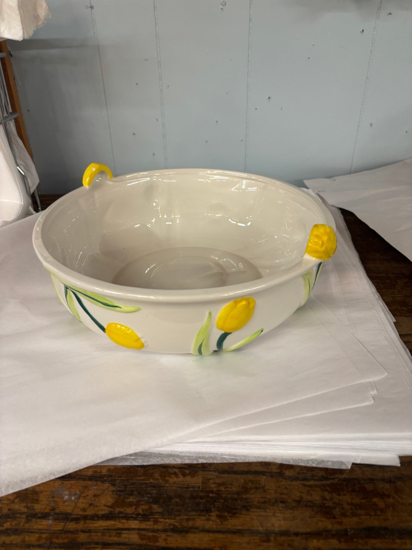 DwellStudio Tulip Relief Ceramic Serving Bowl