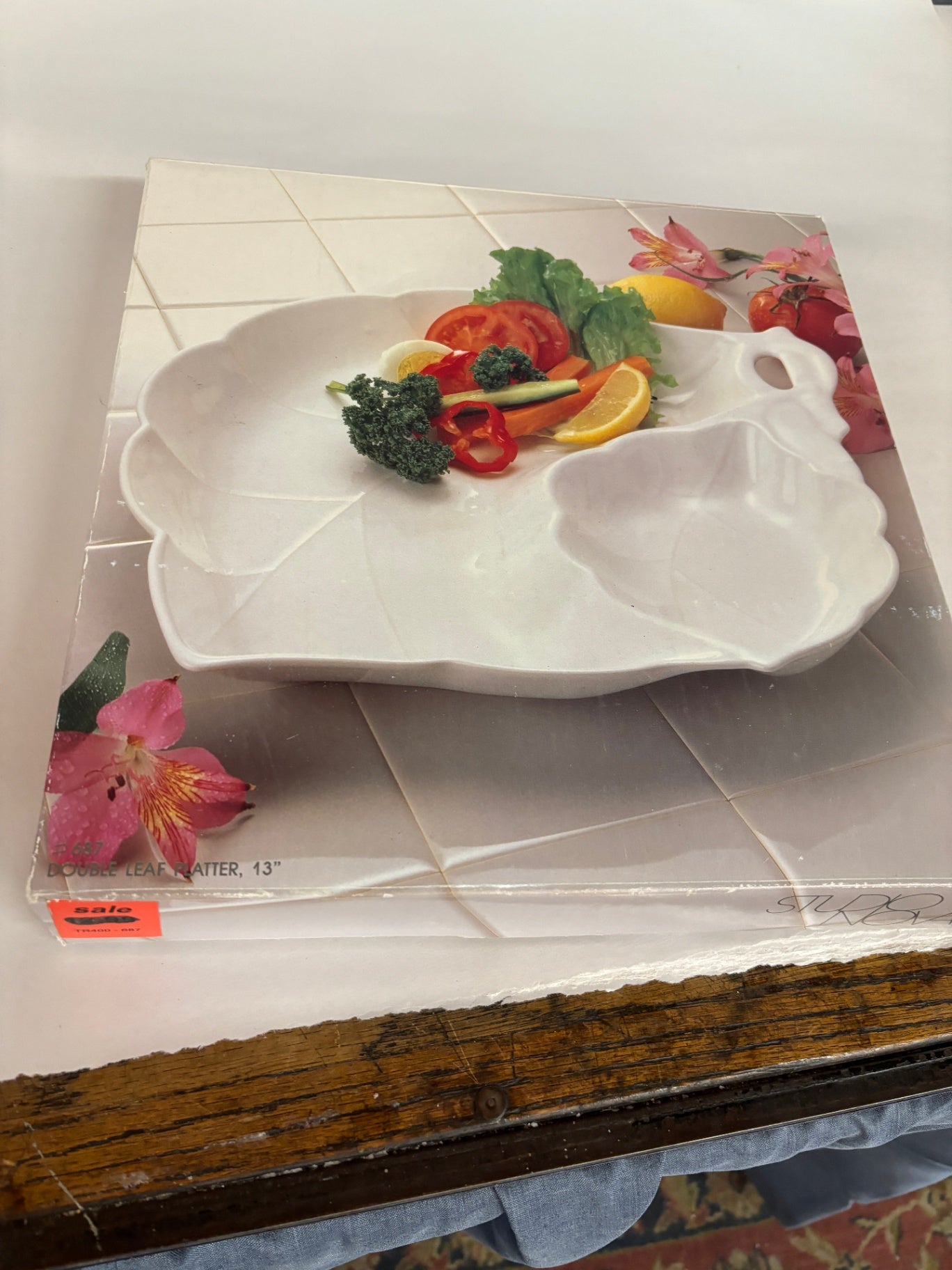 Studio Nova 13” Double Leaf Platter White Porcelain Japan