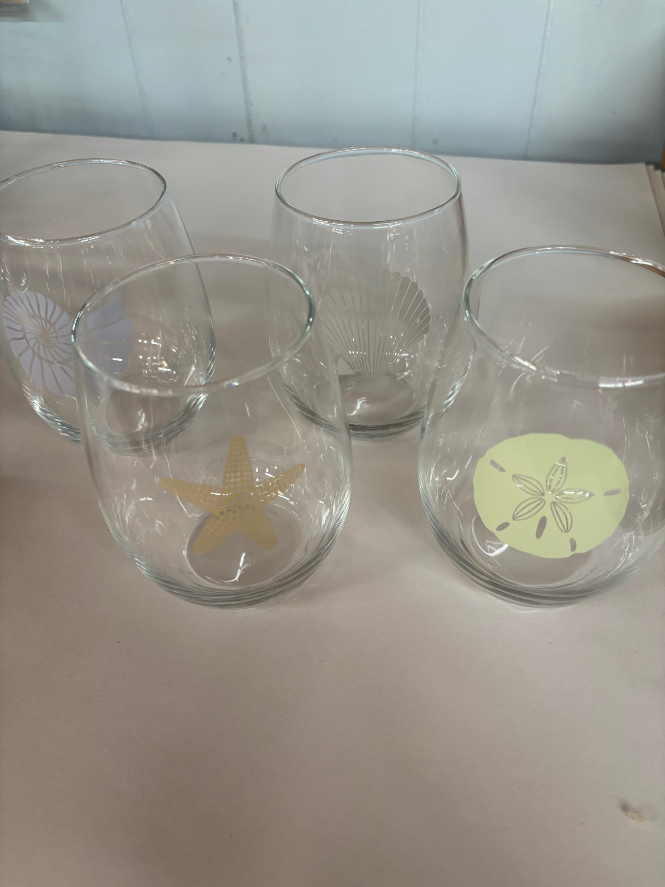 Stemless Wine Glasses Beachy Set of 4
