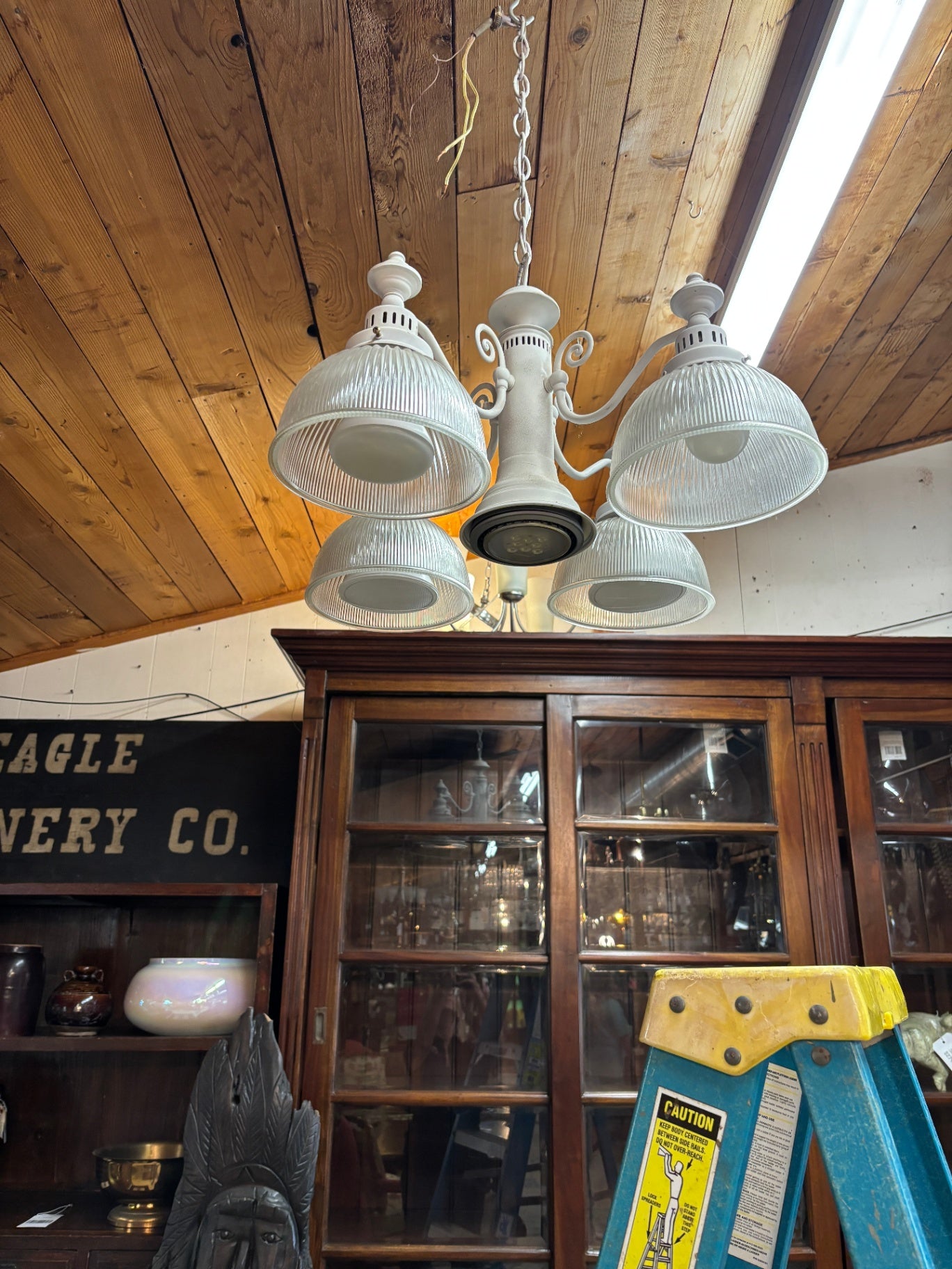 Lighting Basic 5-light chandelier features a textured white finish 