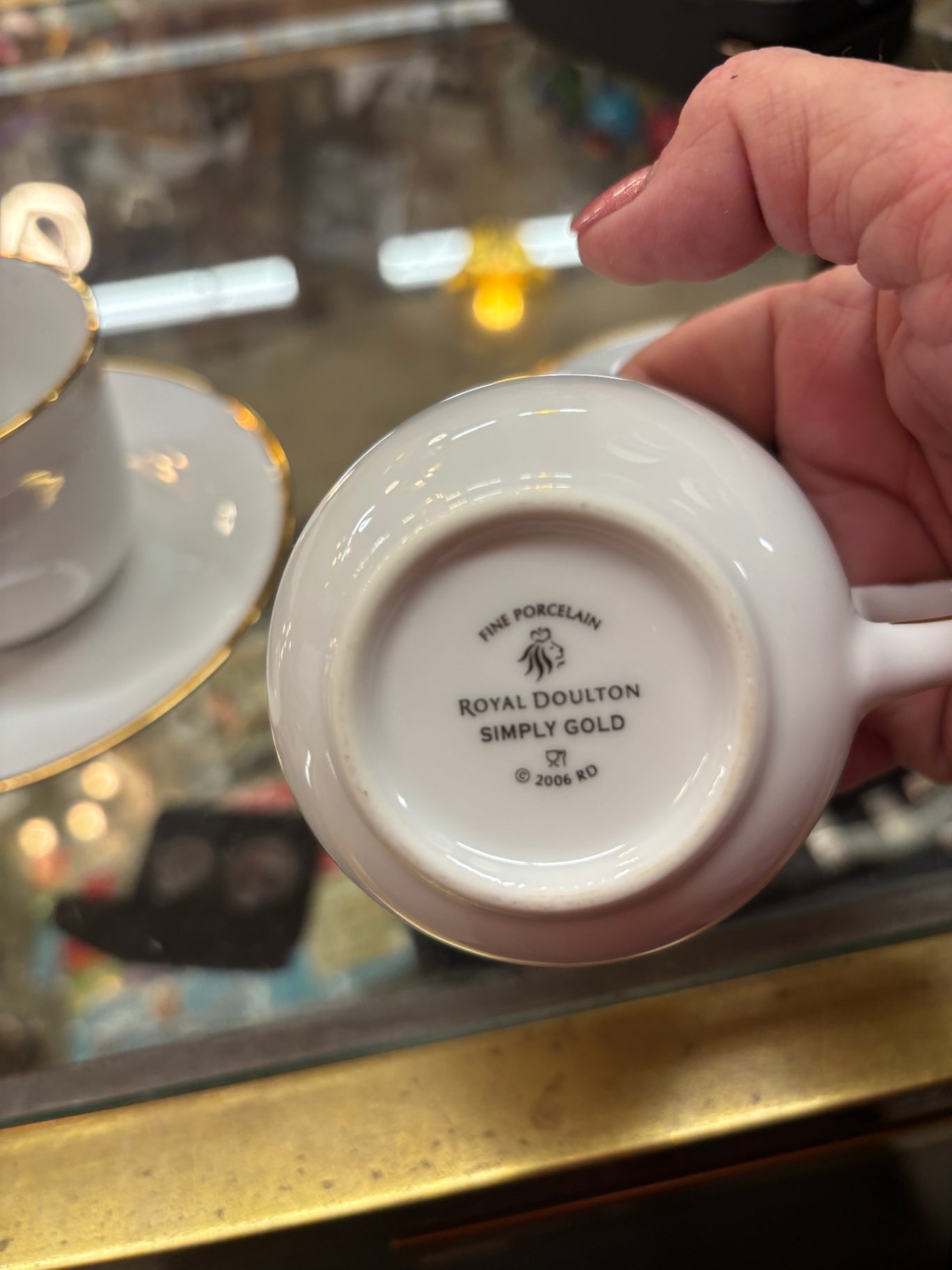 Royal Daulton White/Gold Trim Cup and Saucer