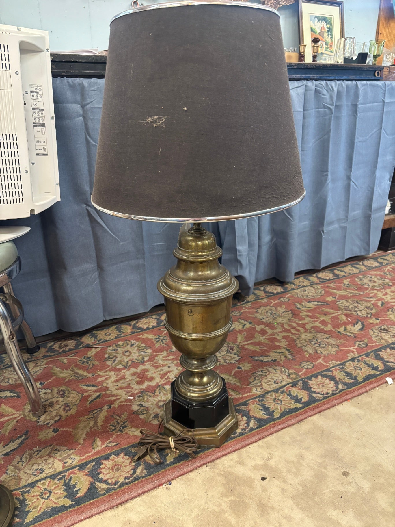 Brass Lamp with Black Shade