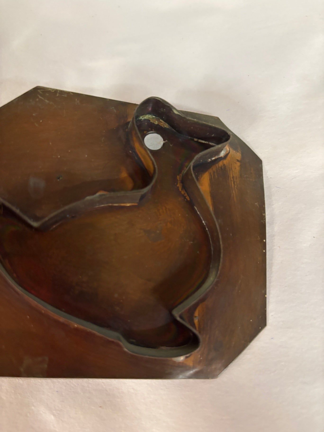 Vintage Pfaltzgraff Village Solid Copper Cookie Cutter Duck 