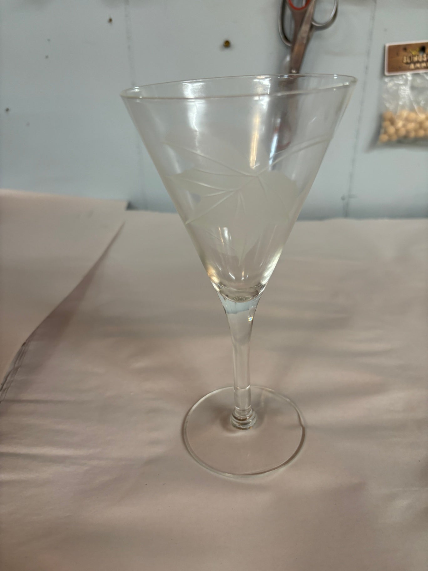 Vintage Etched Crystal Glasses for Wine or Martinis