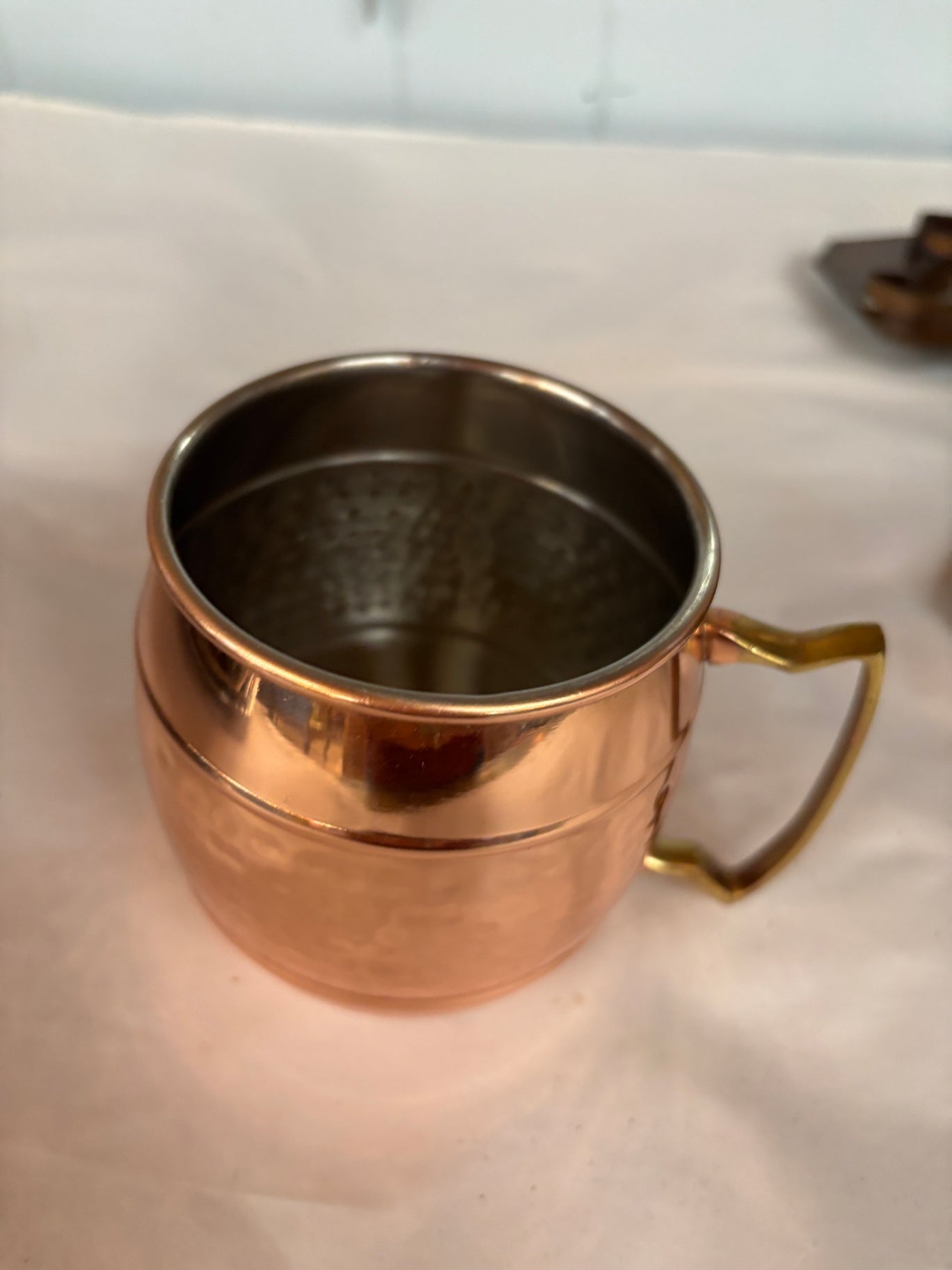 MOSCOW MULE Copper Mug Drinking Cup Brass Handle Stainless Lined 