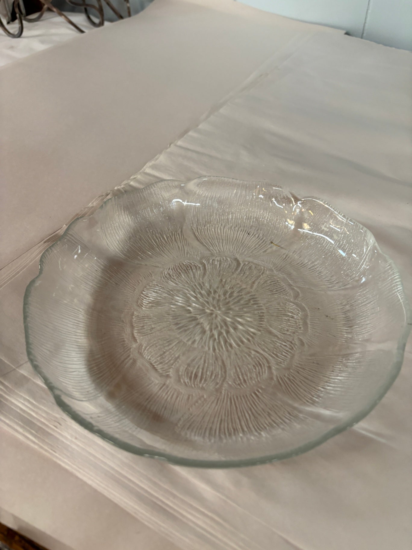 Vintage Arcoroc glass flower serving dish