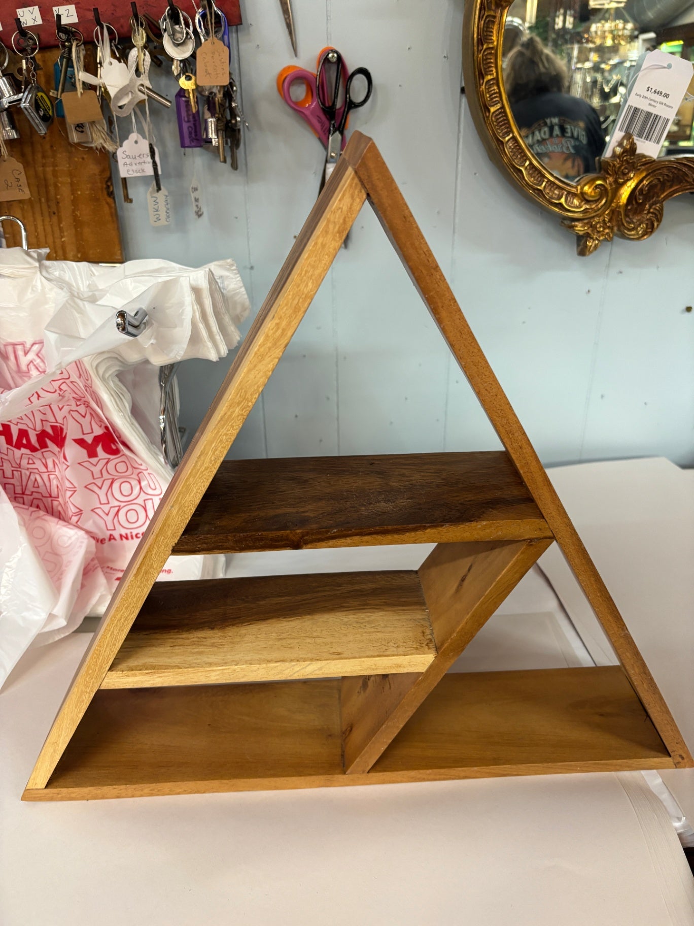 Teak Triangle Wooden Shelf