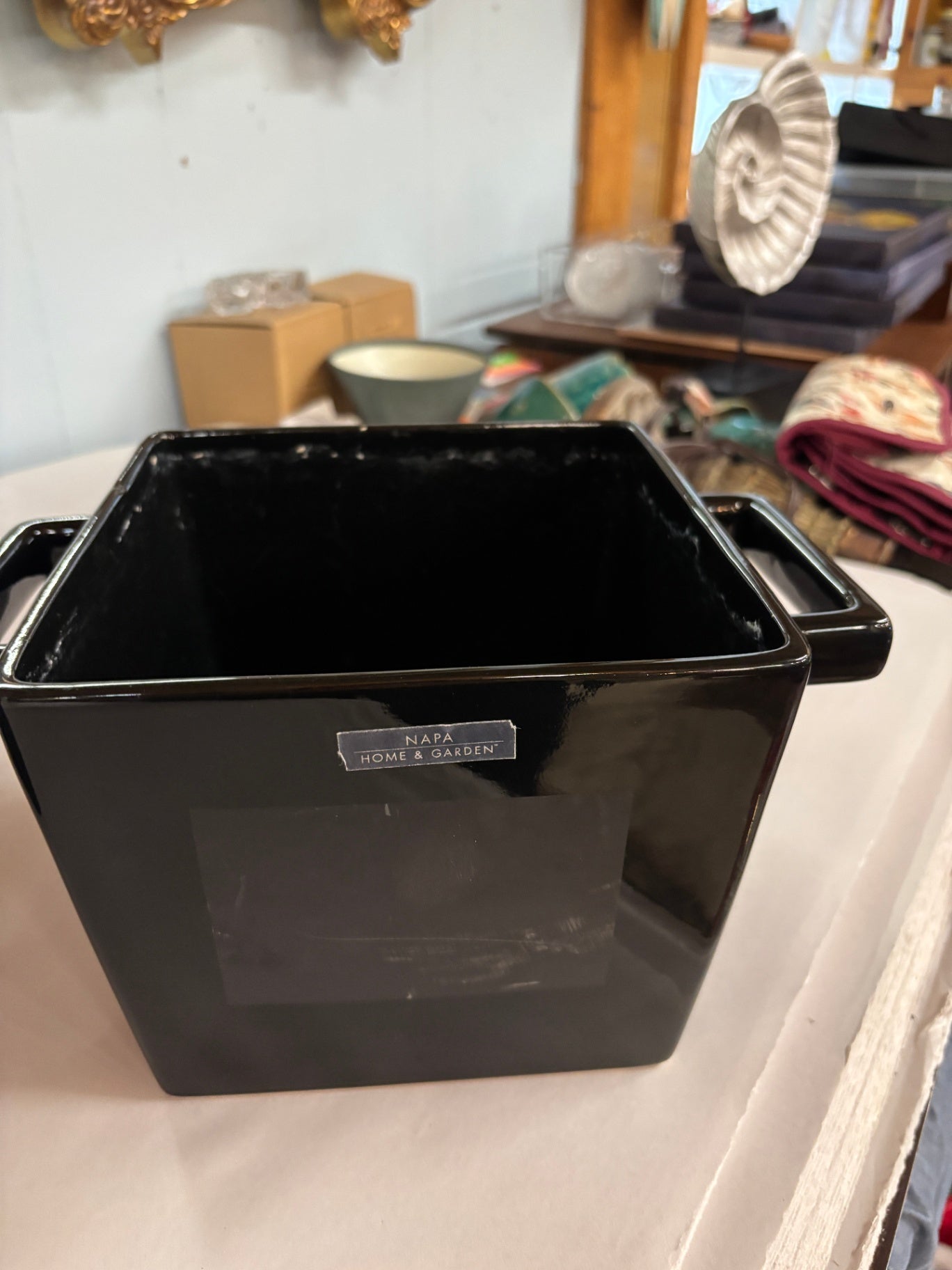Black Planter with Handles