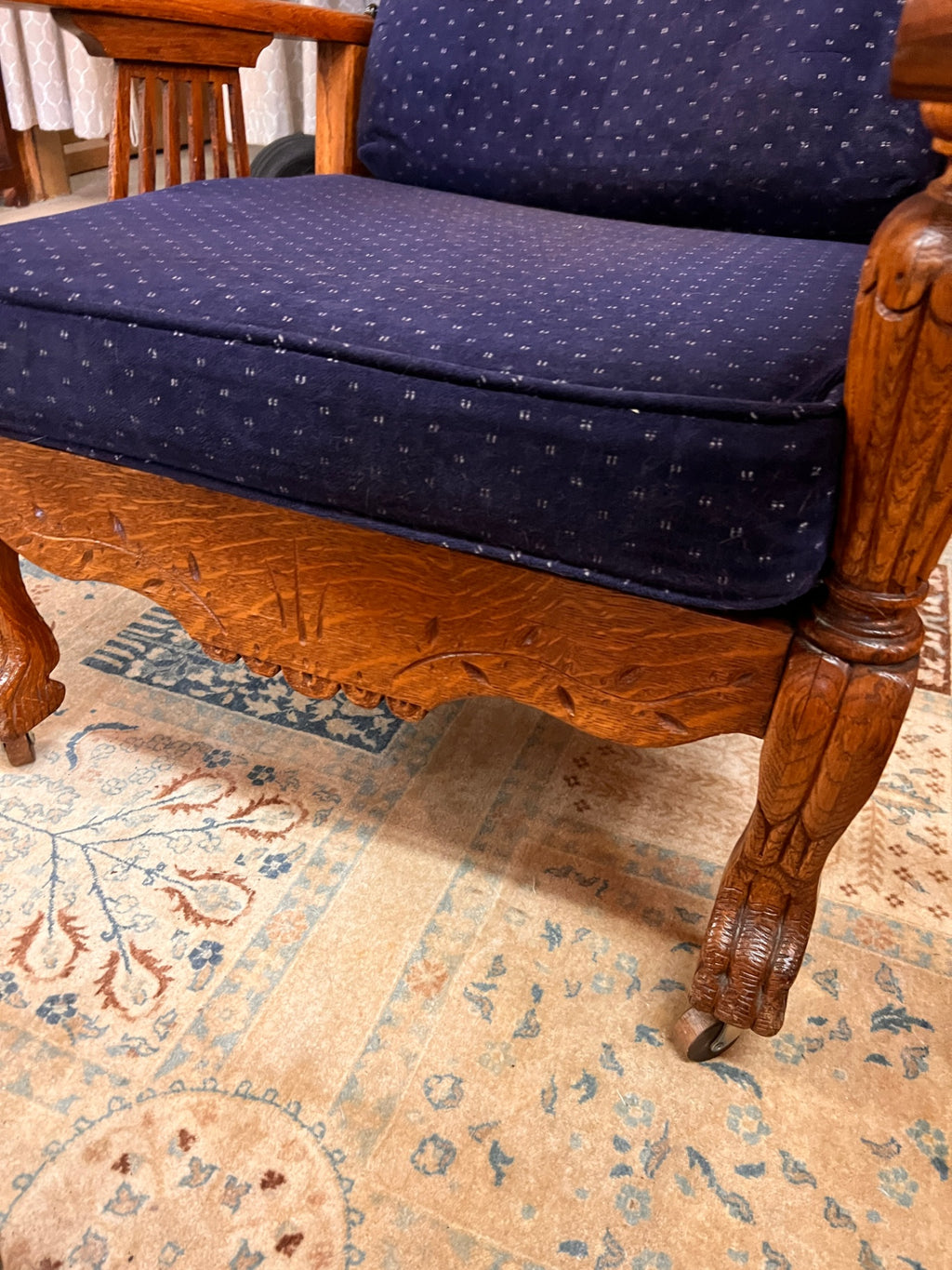 Victorian Antique Oak Morris Recliner Chair New Upholstery
