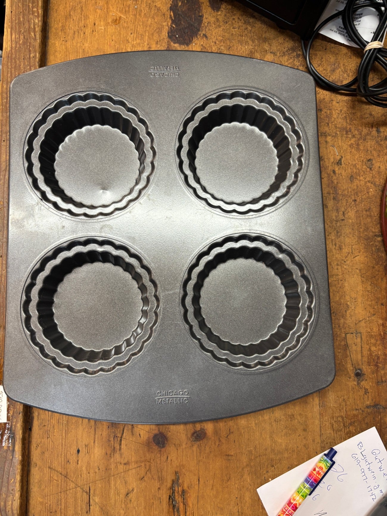 Chicago Metallic four-cavity fluted tart/quiche baking pan