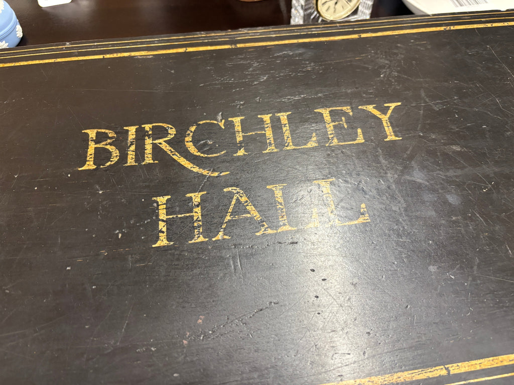 Antique Birchley Hall Painted Pine Traveling/School Storage Chest