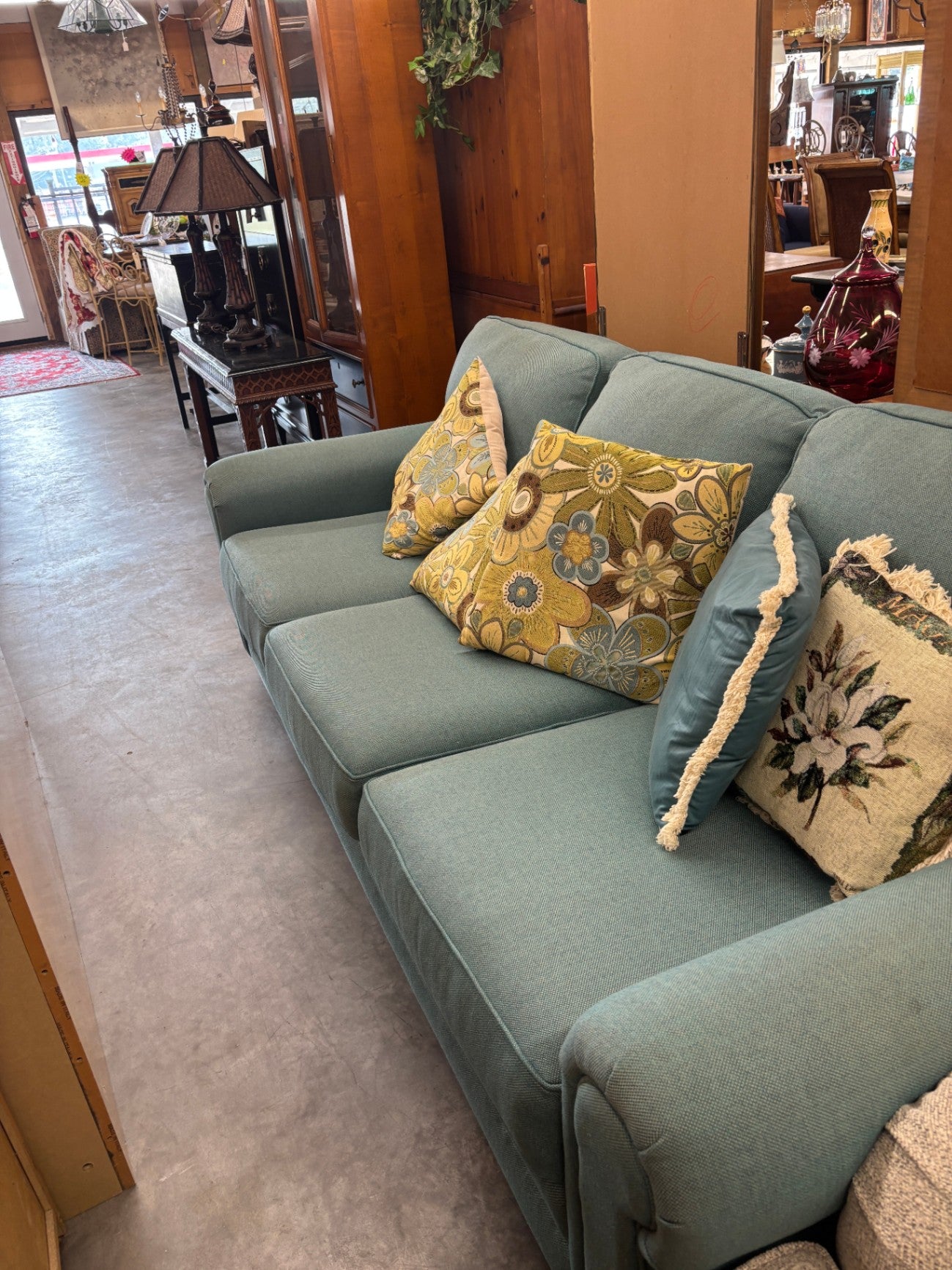 Smith Brothers of Berne 235-13 Large Sofa – Aqua Blue Upholstery – Made in USA