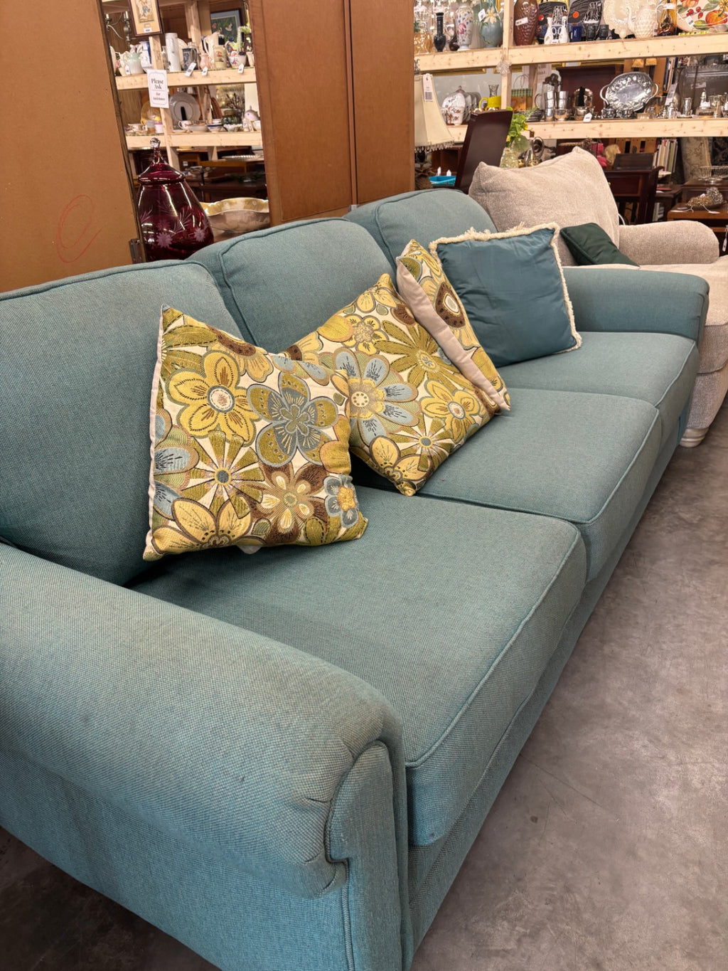 Smith Brothers of Berne 235-13 Large Sofa – Aqua Blue Upholstery – Made in USA