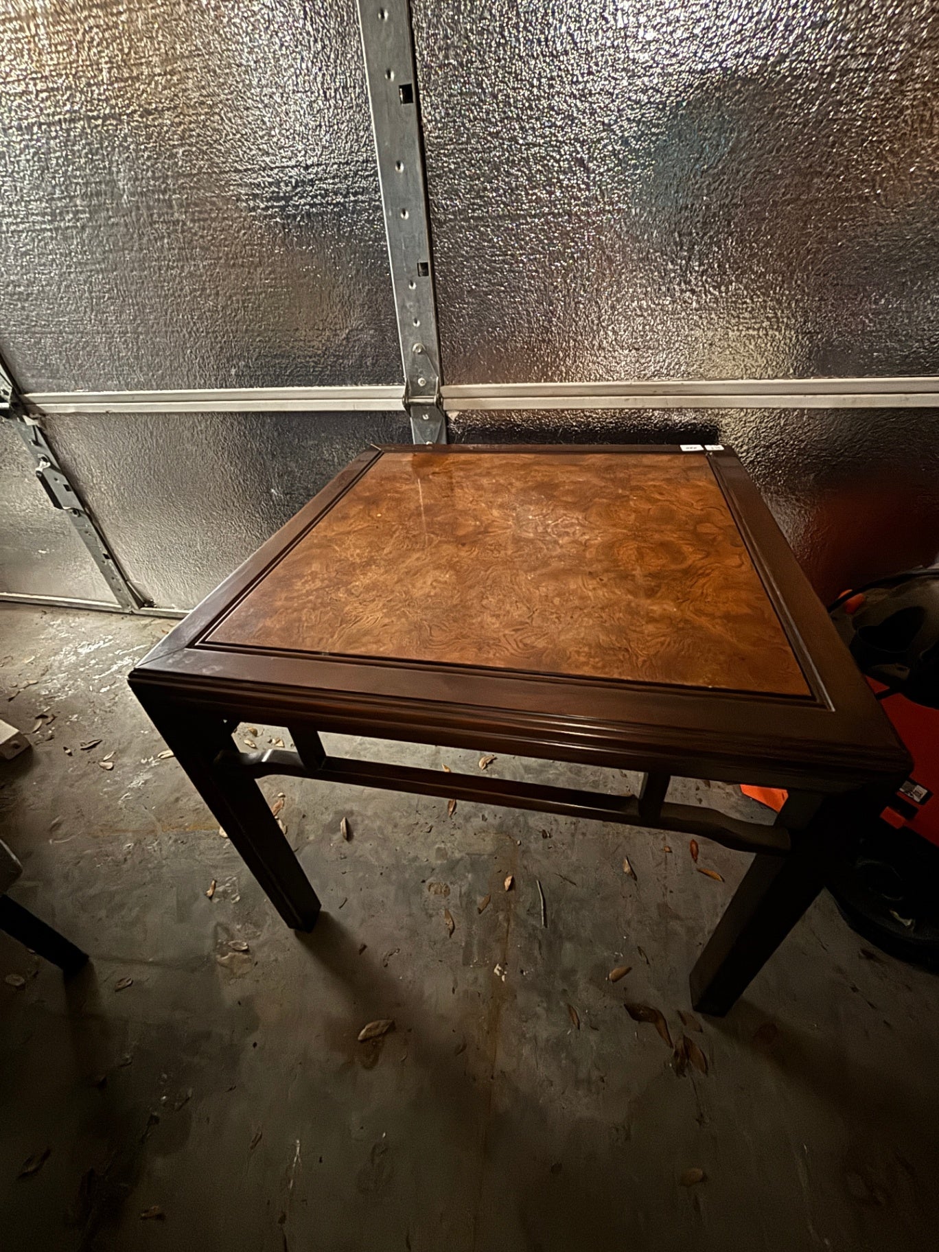 Traditional Asian Style Burl Wood Square End Table