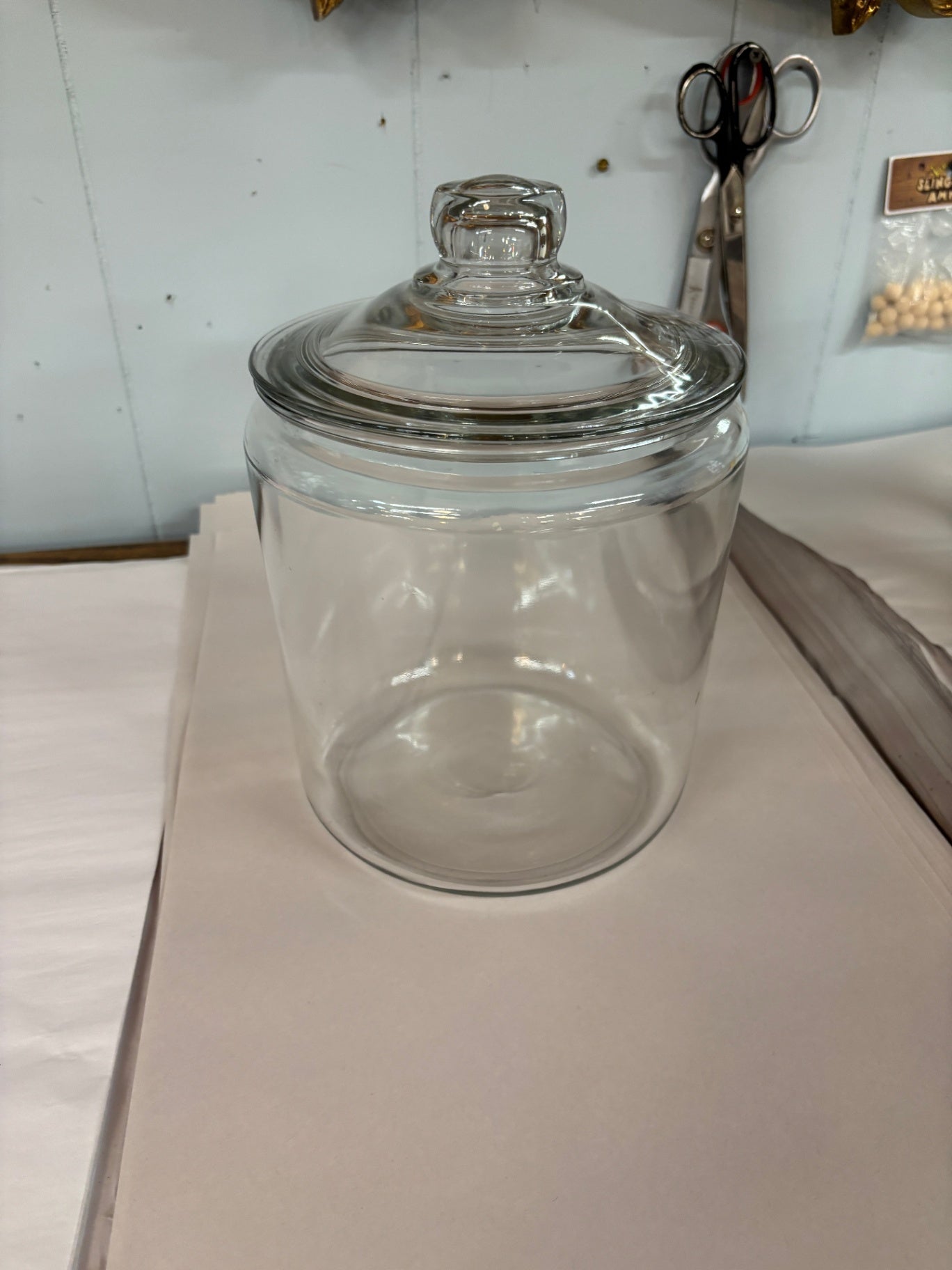Large Clear Glass Jar Wide Mouth with Sturdy Classic Lid For Storing 11”x8.5”