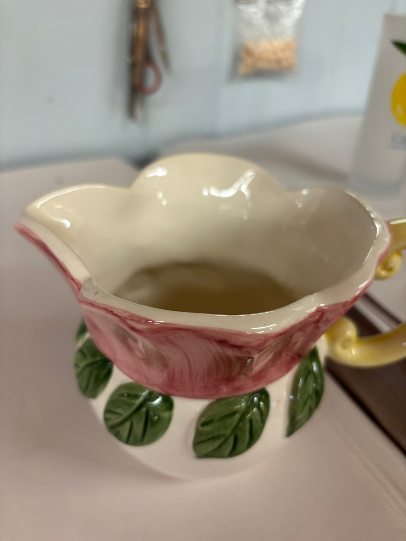 Vintage ELPA Alcobaça Portugal Hand Painted Floral Pitcher - 6"