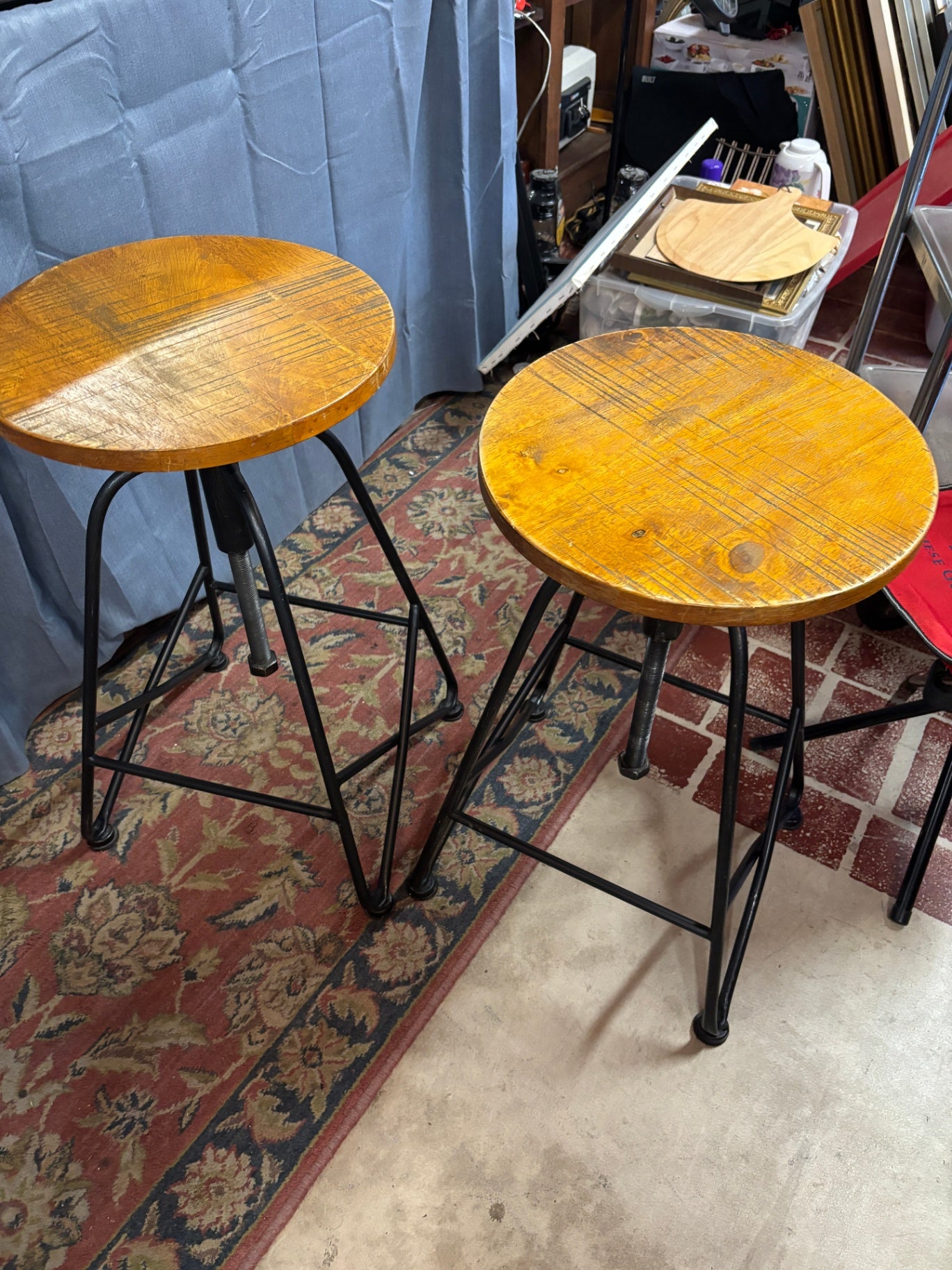 Pair Of Stools Wood and Metal