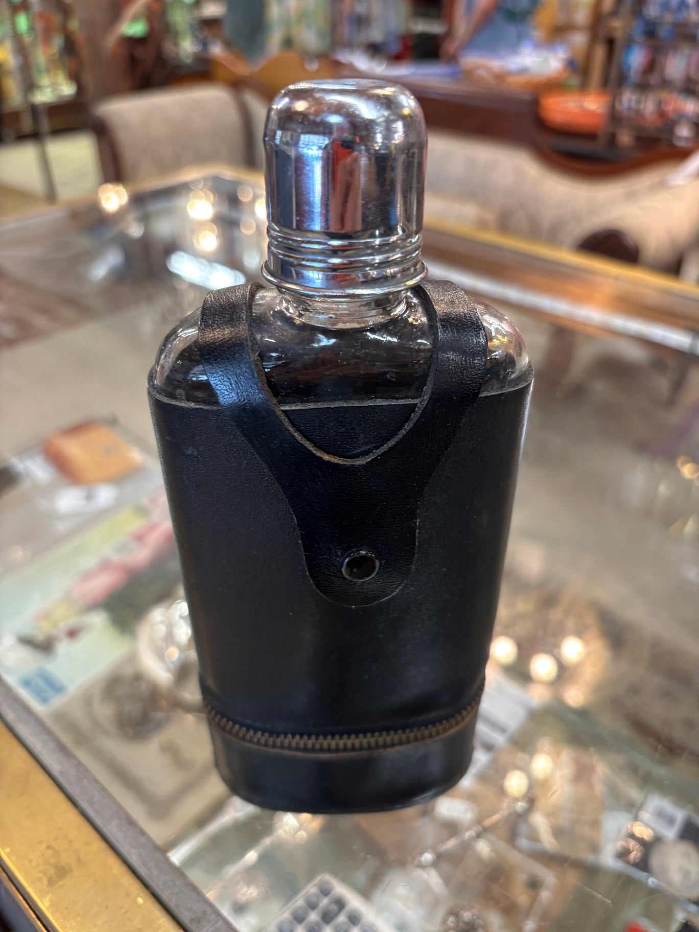 Mellow Touch Glass Hip Flask Gift Set with 2 Stainless Steel Shot Glasses & Black Zippered Case