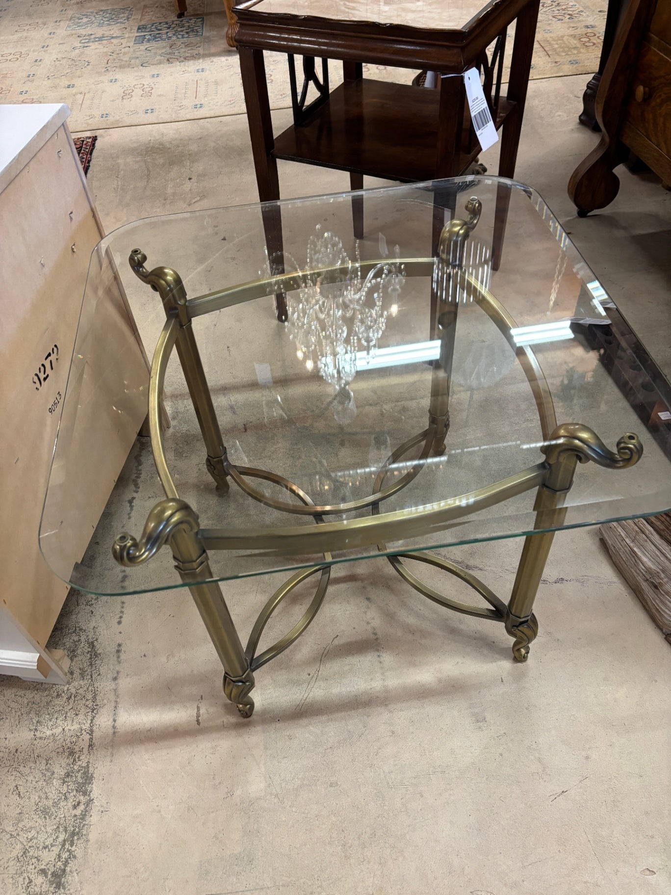 Brass And Glass End Table