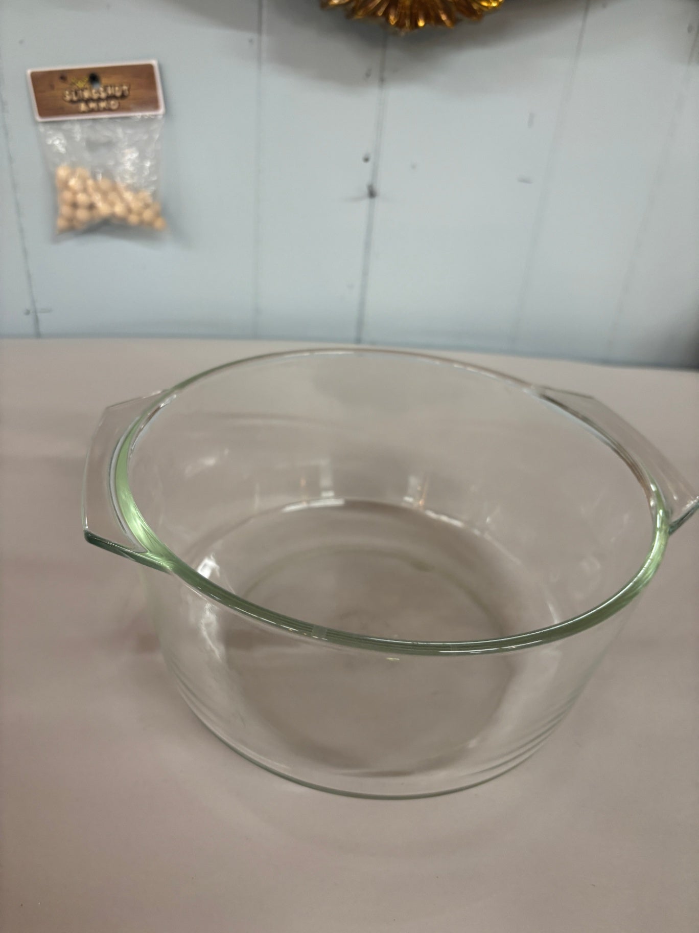Vintage Pyrex 344, 3 Quart Mixing Bowl in Clear Glass.