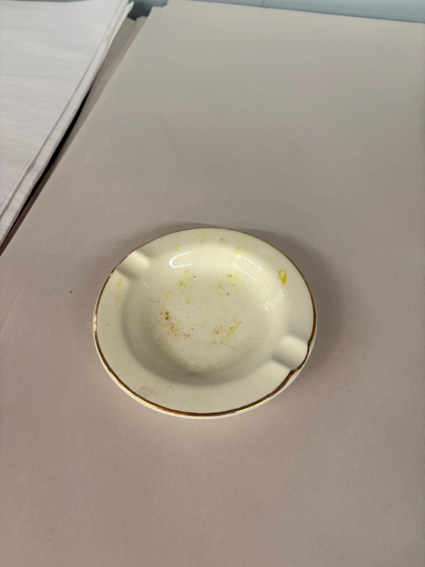  White with Gold Accent  Ashtray