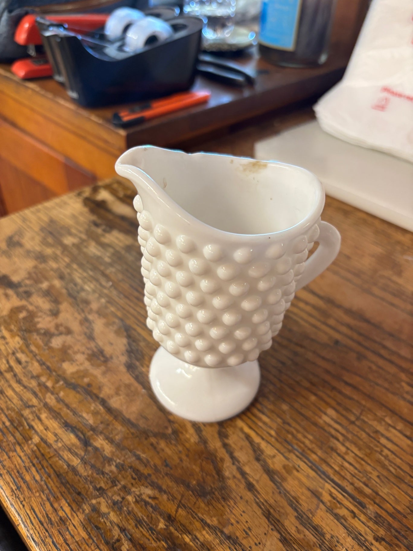 Vintage Hobnail Milk Glass Creamer