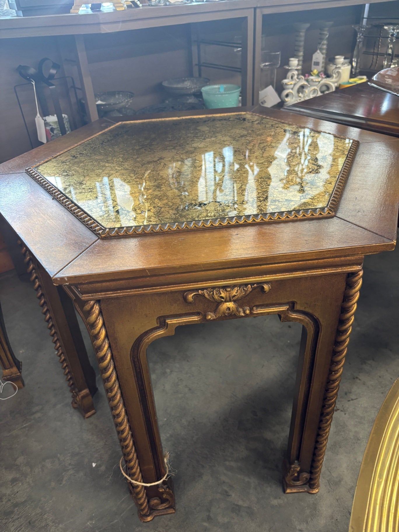 Vintage Hollywood Regency / Neoclassical Gilt Mirrored Side Table