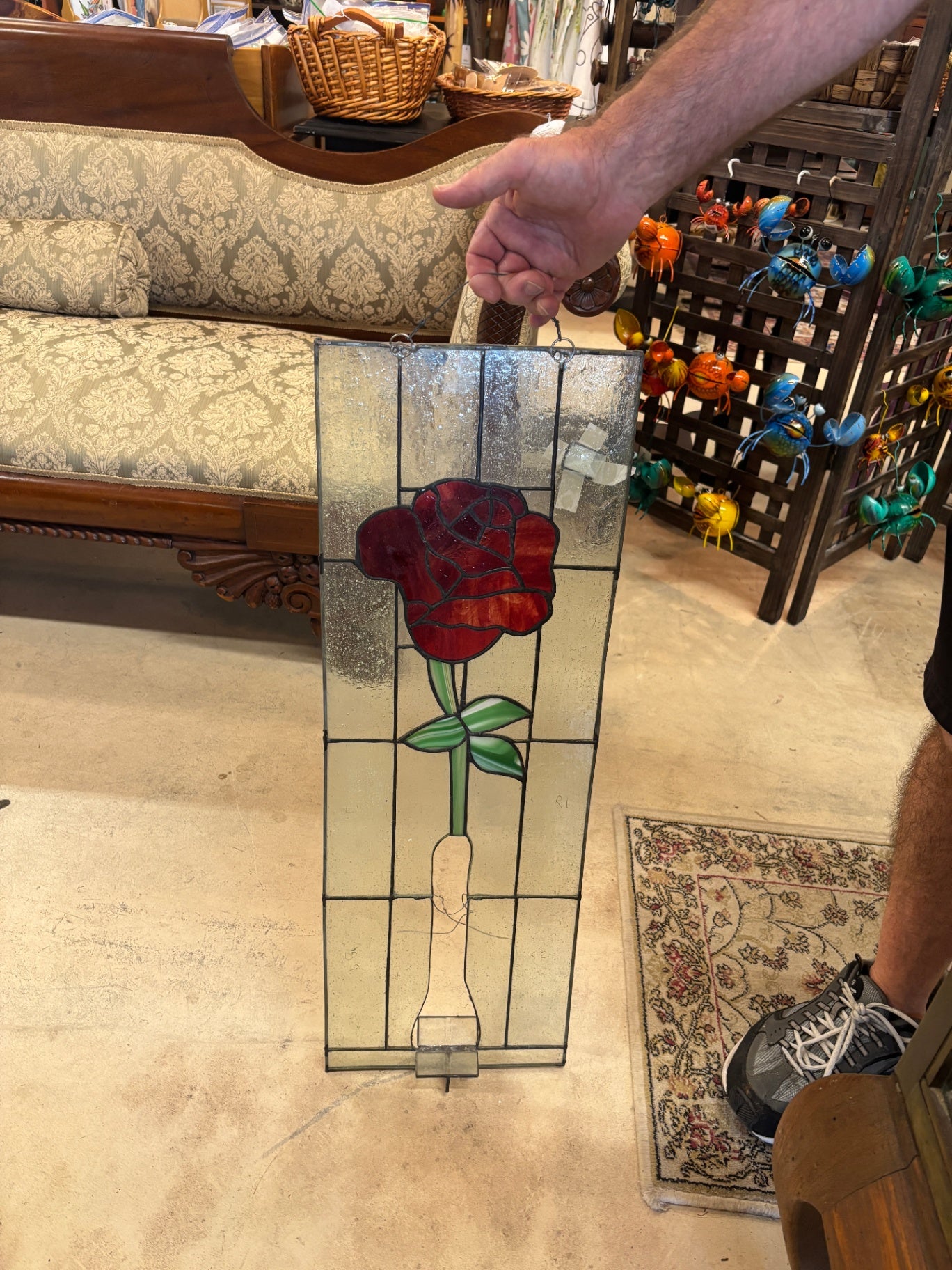 Stained Glass Rose Window Panel