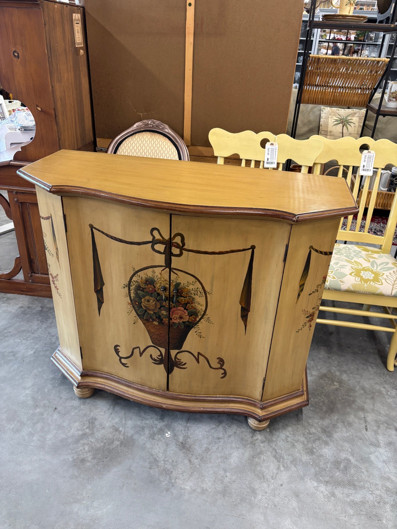 Vintage Italian-Style  Demilune Accent Cabinet
