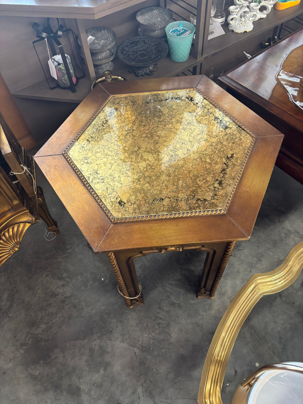 Vintage Hollywood Regency / Neoclassical Gilt Mirrored Side Table