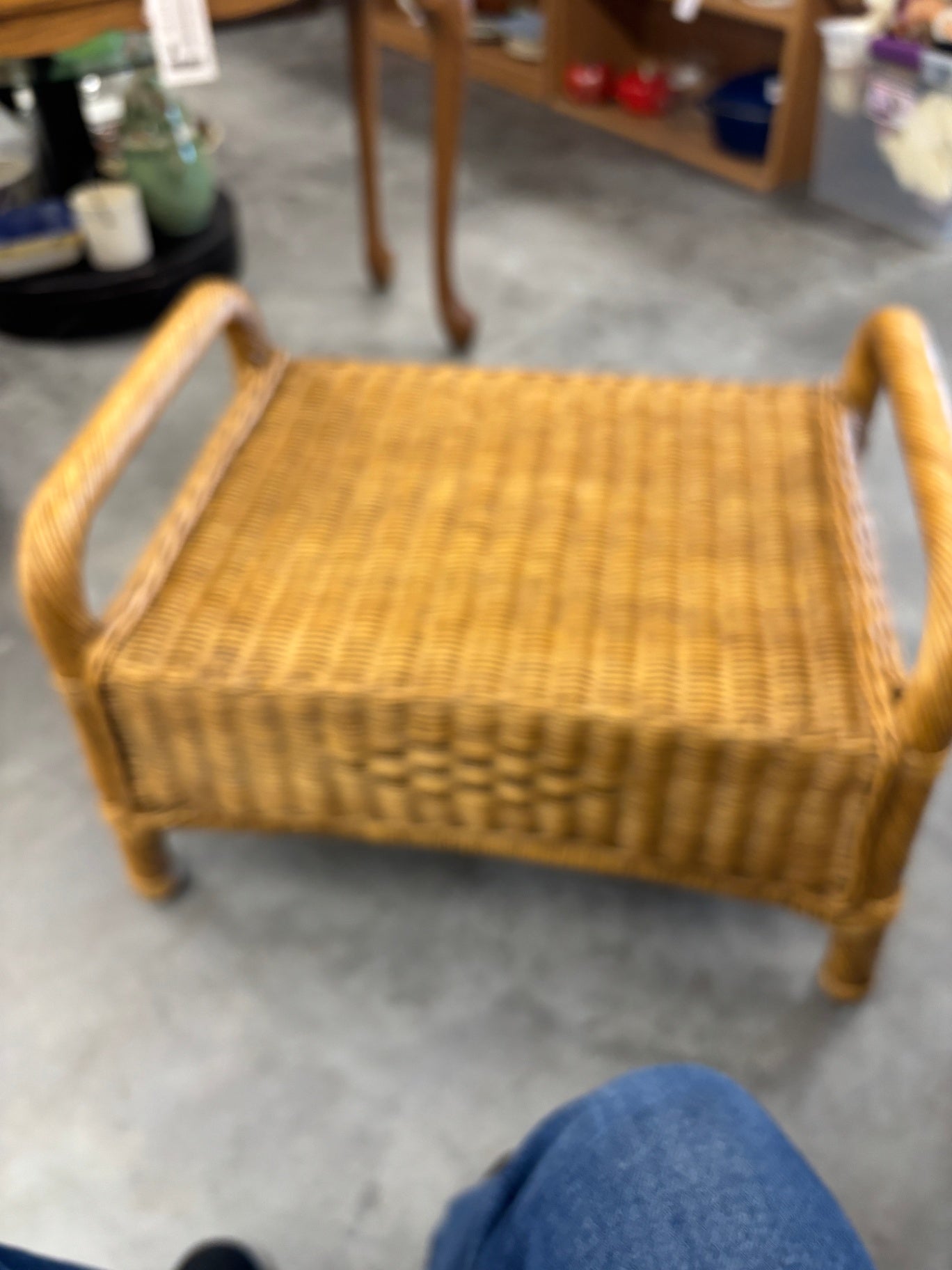 Woven Rattan and Wicker Footstool