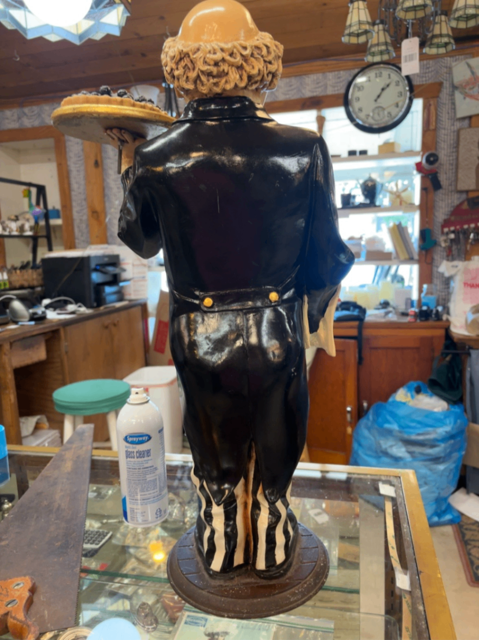 24in Tall Decorative Chef Butler with wine holder and removable blueberry pie