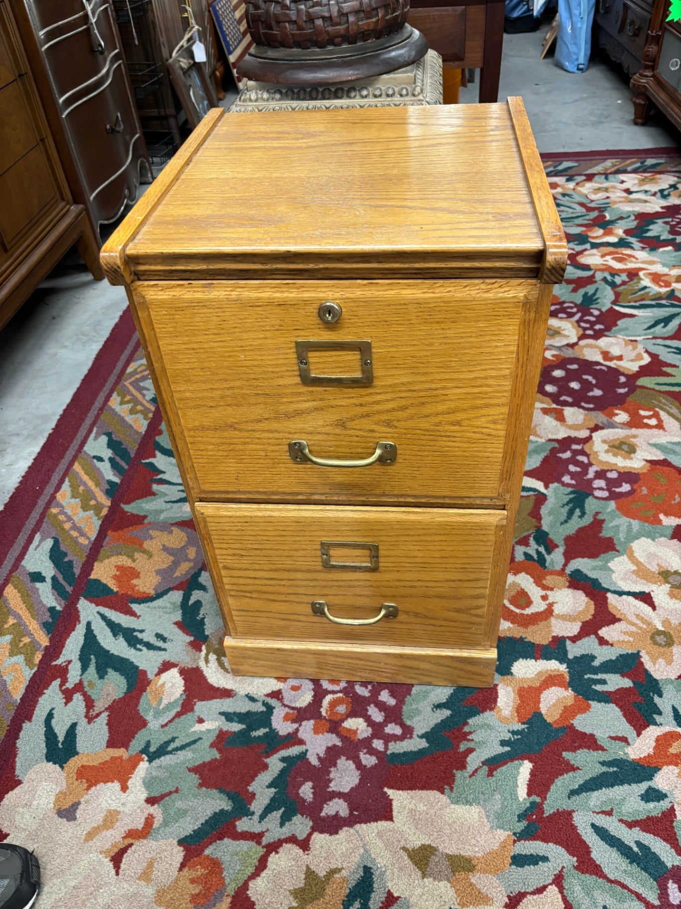 Vintage Oak 2-Drawer Legal / Office Filing Cabinet
