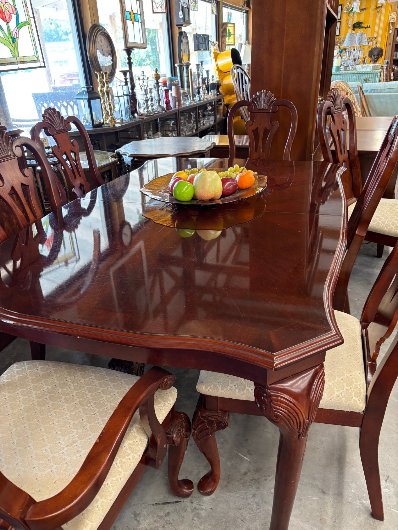 Traditional Cherry Dining Table & 8 Chairs with Protective Pads