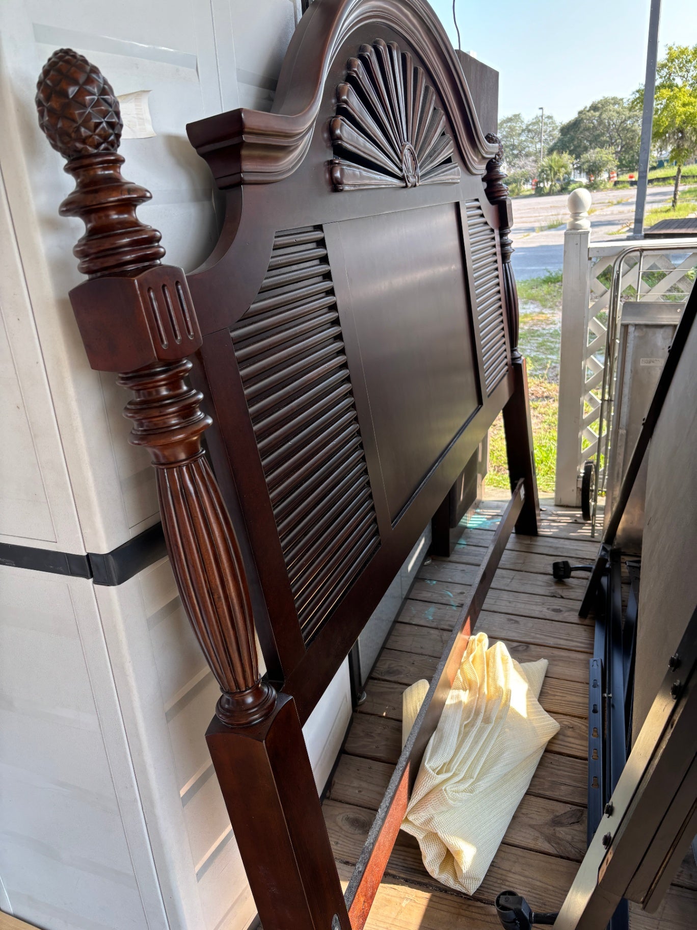 British Colonial Plantation-Style King Headboard with rails