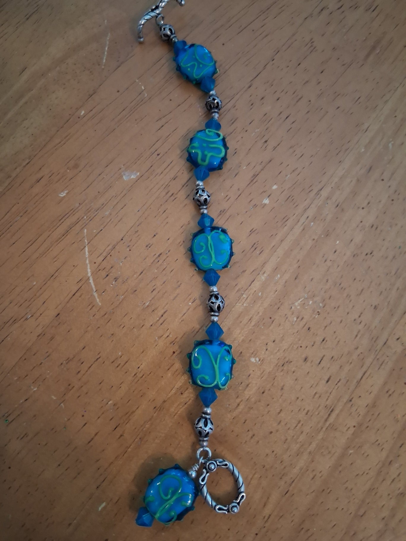Bracelet lt teal glasswork dsc