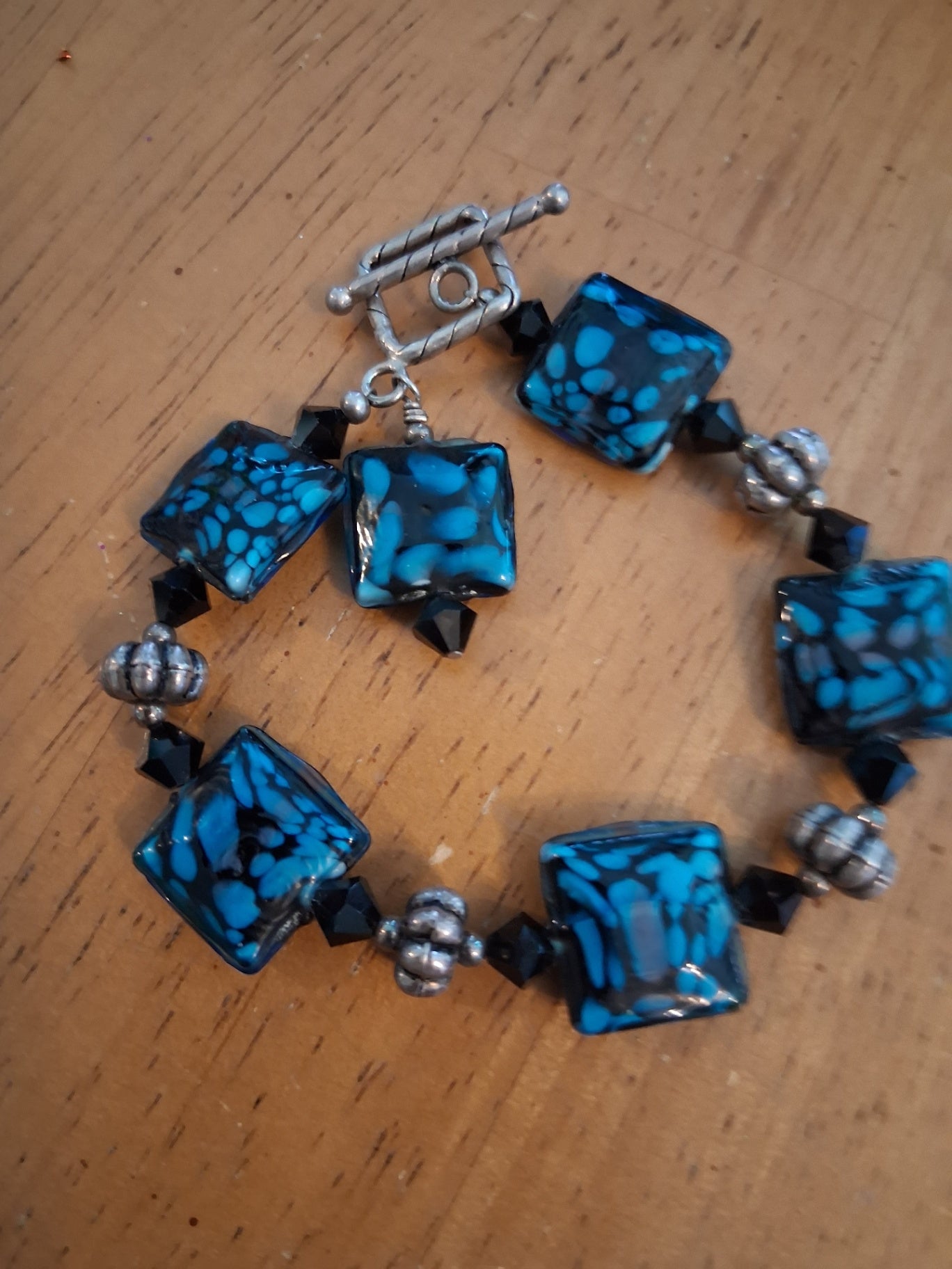 Bracelet teal glasswork dsc