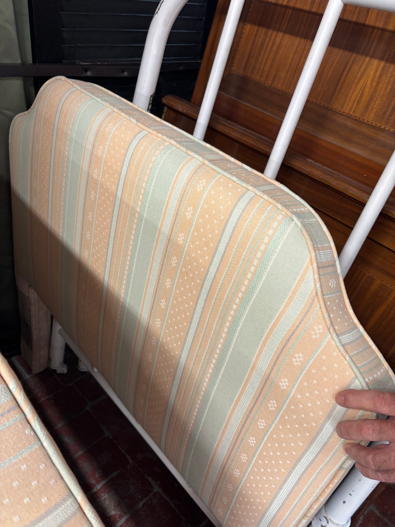Twin Orange/Cream/Blue Headboard Only