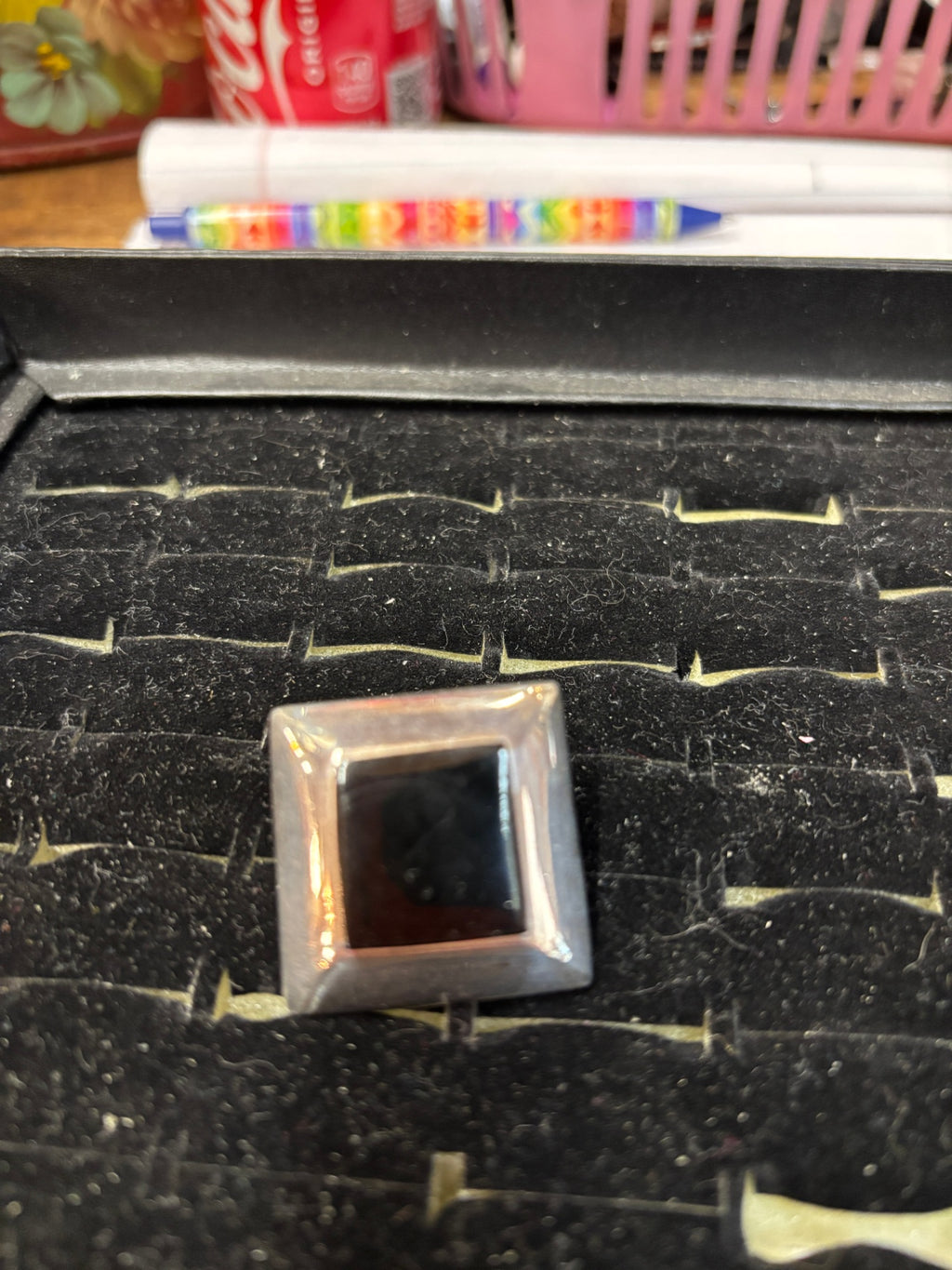 Vintage Large Square Hecho Mexico Pendant 925 Silver