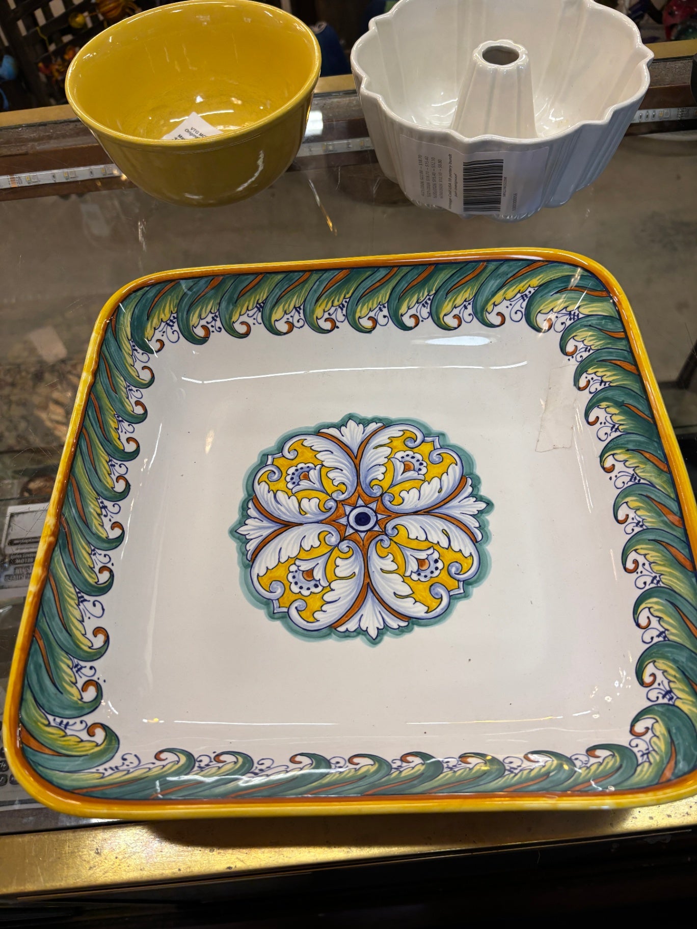 DERUTA ITALIAN POTTERY Gialletti GP Dec A Mano IN ITALY Colorful Square Plate