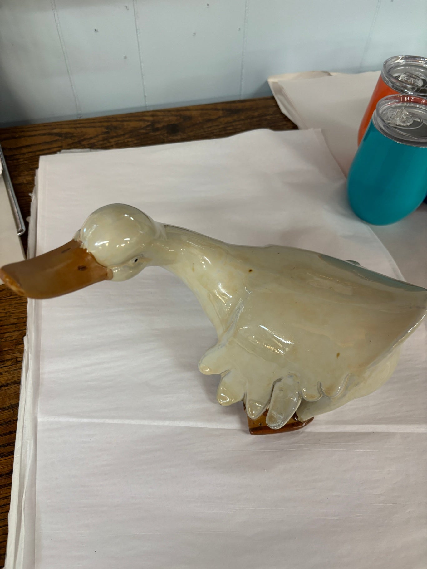 Vintage Iridescent Lusterware Ceramic Duck Figurine