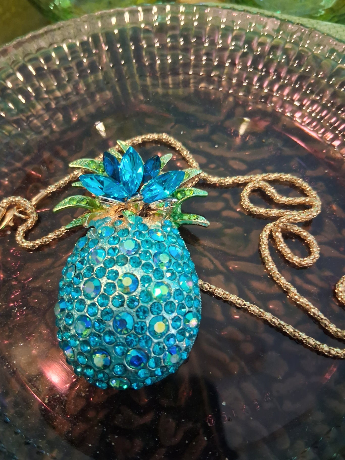 Necklace teal pineapple g dsc