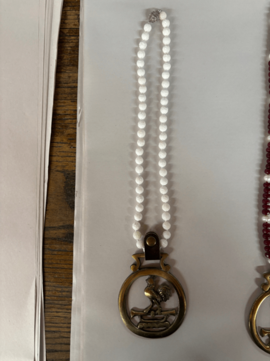 Tridacna Carved Coral Bead 14" Necklace with Gamecock Pendant